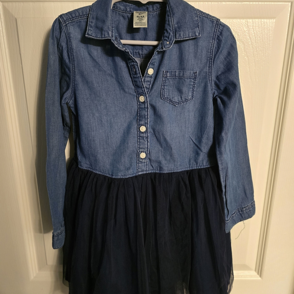OshKosh B'gosh Blue Denim & Tulle Dress - 4T
